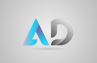 grey blue alphabet letter ad a d logo icon design