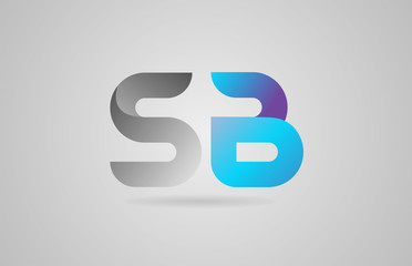 grey blue alphabet letter sb s b logo icon design