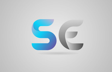 grey blue alphabet letter se s e logo icon design