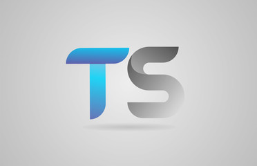 grey blue alphabet letter ts t s logo icon design