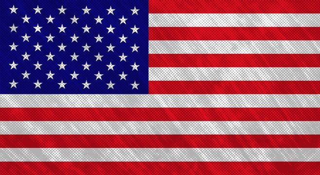 Flag of the USA. Grunge halftone texture. Vector illustration.