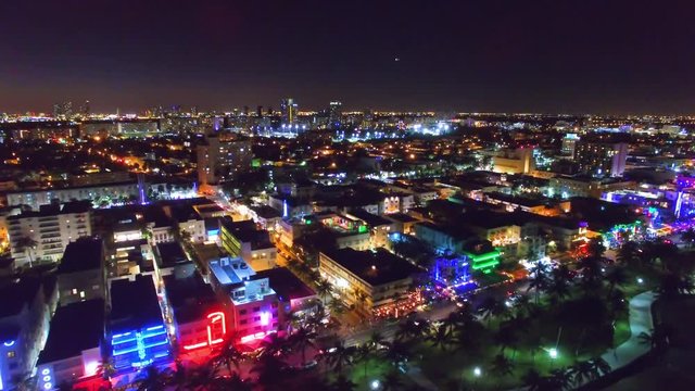 Miami Beach at night, aerial view