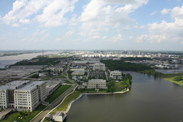 Fototapeta na wymiar Vista de Baton Rouge desde El Capitolio Estatal de Lusiana, Luisiana