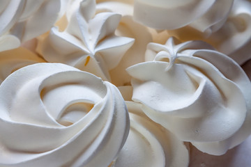 White meringue - simple summer dessert. - obrazy, fototapety, plakaty