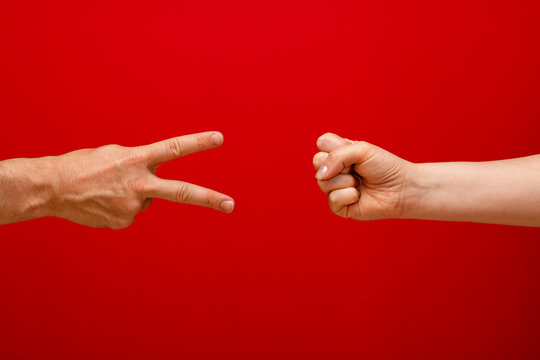 Rock-paper-scissors - woman wins