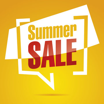 Summer sale in brackets yellow white red speech icon