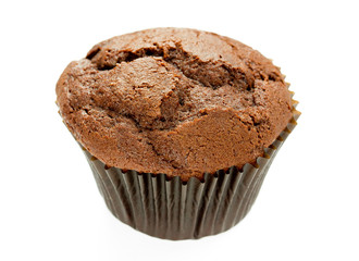 Chocolate cupcake isolated on white background