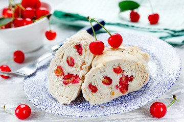 Cherry stuffed chicken breasts