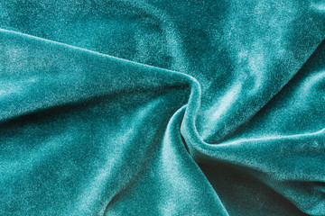 Close Green Soft Fabric Of Velvet Velour Emerald Color Background.