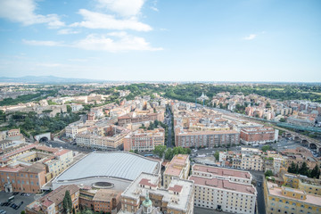 Fototapeta premium Aerial view of Vatican City, taken from St. Peter's Basilica, near Rome, Italy