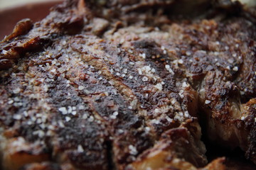 Tradition grilled chuleton on bone with salt