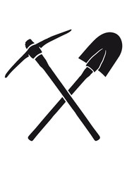 schwarz duo kreuz 2 schaufel graben schaufeln pickaxe spitzhacke abbauen bergbau hammer axt werkzeug bergarbeiter