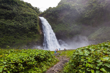 Cascada R&iacute;o Malo, powerful and huge waterfall of white water in El Chaco, Napo province