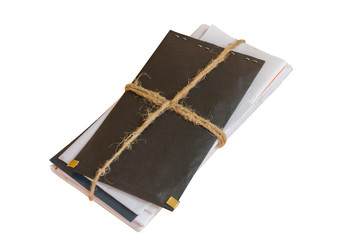 Stack of letters isolated on white background. Vintage mail .