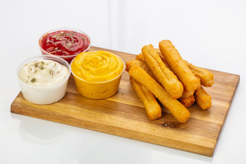 Chicken fingers with sauce