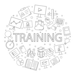 Training background from line icon. Linear vector pattern