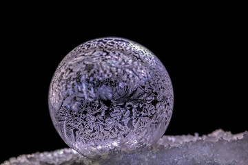 frozen bubble, ice-covered ball of soap