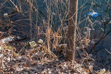 Plastic garbage in the river