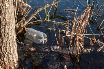 Plastic garbage in the river