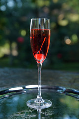 summer fresh cocktail with ice, fruit and vegetables