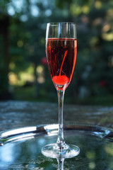 summer fresh cocktail with ice, fruit and vegetables