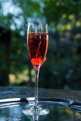 summer fresh cocktail with ice, fruit and vegetables