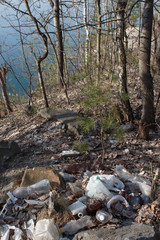 Garbage pollution near the river