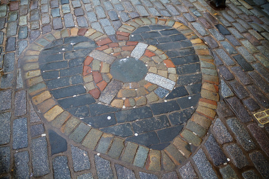 The Heart of Midlothian on the Royal Mile of Edinburgh