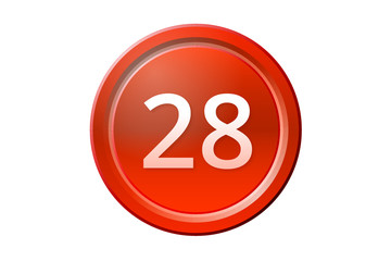 twenty-eight number 28 red button