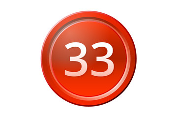 thirty-three number 33 red button