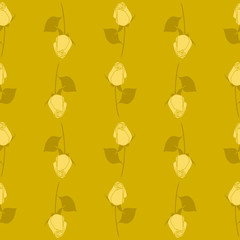 Seamless vector floral roses pattern. Ocher, gold and yellow colors