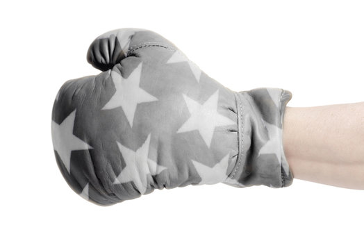 White Stars on Black Leather boxing glove