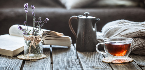 still life tea drinking in the living room