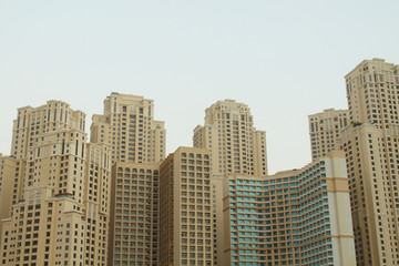 Fototapeta na wymiar Beautiful high skyscrapers. Landscape. Dubai, March, 2018.