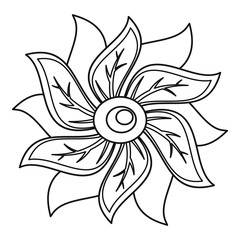 Flower icon in outline style isolated on white background vector illustration