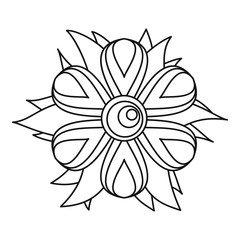 Flower icon in outline style isolated on white background vector illustration