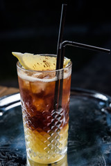 summer fresh cocktail with ice, fruit and vegetables