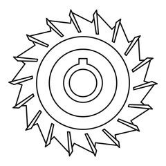 Circular saw disk icon in outline style isolated on white background vector illustration