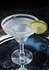 summer fresh cocktail with ice, fruit
