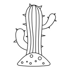 Cactus icon in outline style isolated on white background vector illustration