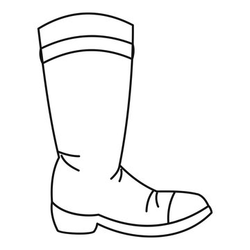 Cowboy boot icon in outline style isolated on white background vector illustration
