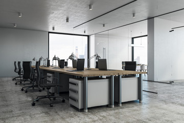 Concrete coworking office interior