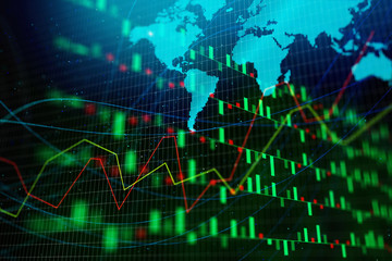 Creative forex chart wallpaper with map