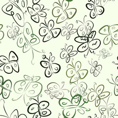 Seamless hand drawn butterfly illustrations background, good for graphic design, wallpapers or booklets.