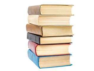 Stack of books isolated on white background.