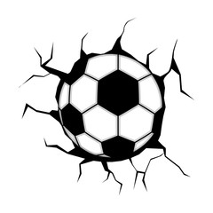 Obraz premium Soccer ball stuck on a wall icon