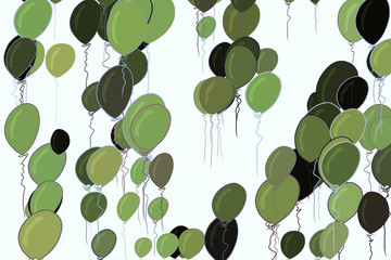 Flying balloons illustrations background abstract, hand drawn. Art, template, creative & canvas.
