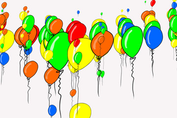Illustrations of flying balloons. Abstract, pattern, backdrop & messy.