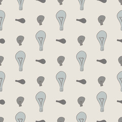 Seamless light bulb illustrations background abstract, hand drawn. Style, cover, repeat & digital.