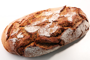 freshly baked bread isolated on white background